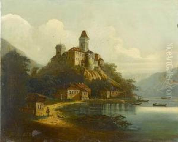 Hochburg Im Sommer. Oil Painting by J. Wilhelm Jankowski