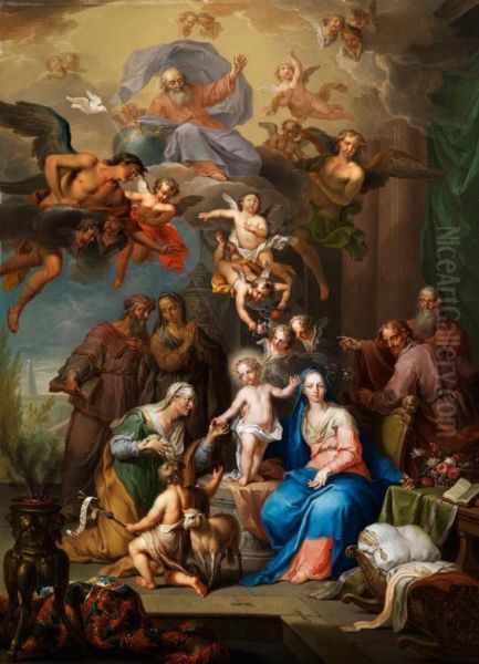 Die Heilige Familie Oil Painting by Franz Christoph Janneck