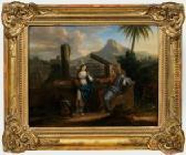 Christus Und Diesamariterin Am Brunnen/noli Me Tangere Oil Painting by Franz Christoph Janneck