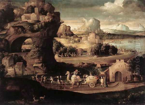 Landscape with Magicians c. 1525 Oil Painting by Girolamo da Carpi