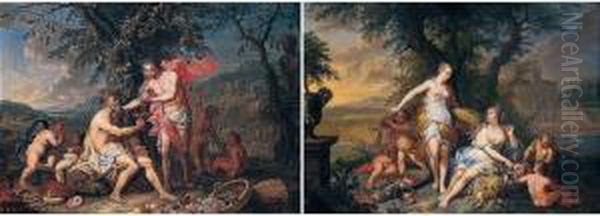 Allegories Of Summer And Autumn Oil Painting by Franz Christoph Janneck