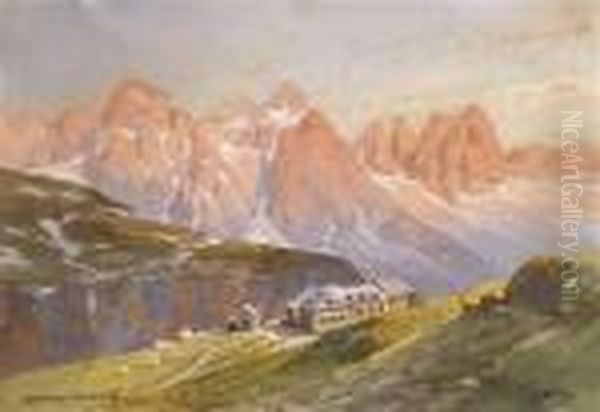 Dolomites, Monte Pez Oil Painting by Georg Janny