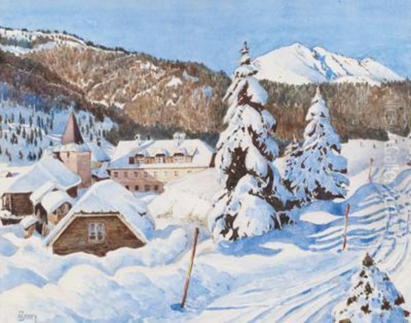 Sonniger Wintertag Oil Painting by Georg Janny