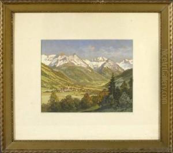 Oberstdorf - Herbstliche Gesamtansicht Oil Painting by Georg Janny