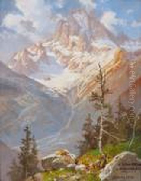 Croda Rossa V. Schluderbach Oil Painting by Georg Janny