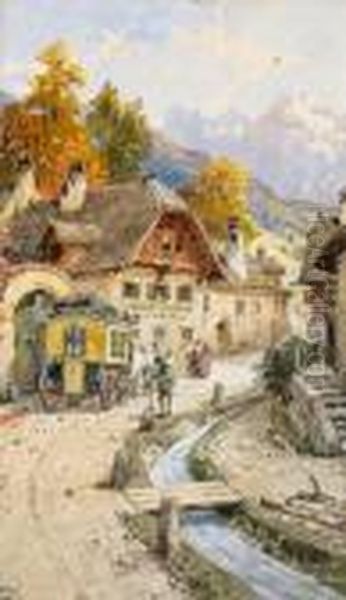 Trattoria In Montagna Oil Painting by Georg Janny