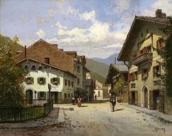 Seestrase In Zell Am See Oil Painting by Georg Janny