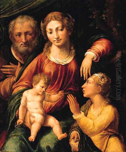 The Mystic Marriage of Saint Catherine Oil Painting by Girolamo da Carpi