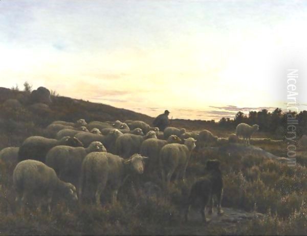 The Return Of The Herd Oil Painting by Jean-Ferdinand Chaigneau