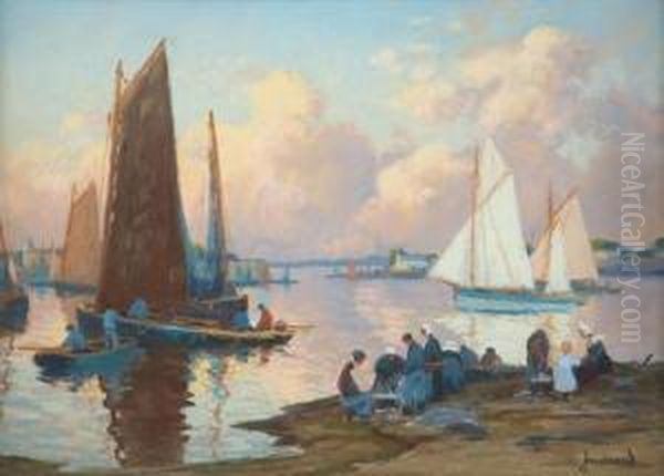 Concarneau - L'avant Port Oil Painting by Mathurin Janssaud