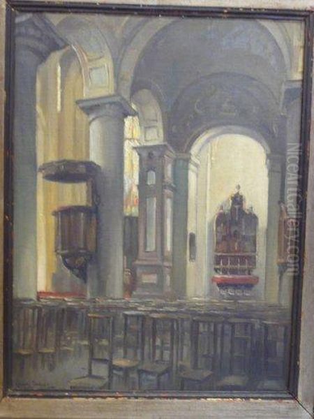 Interieur D'eglise Oil Painting by Ludovic Janssen