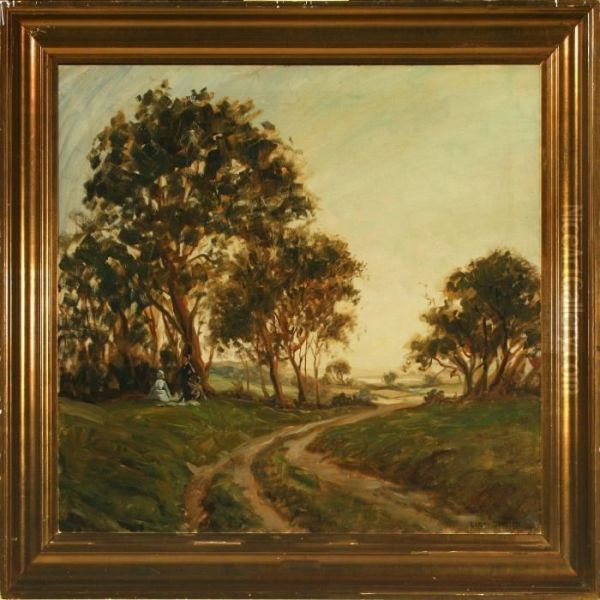 Landscape With Familyat A Sunken Road Oil Painting by Luplau Janssen