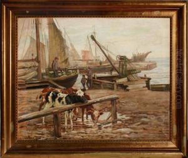 Harbour Scenery Oil Painting by Luplau Janssen