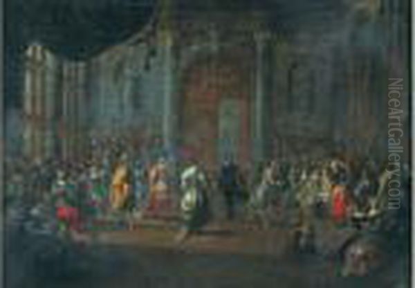 Scene De Bal Dans Un Interieur Avec Un Sultan Entrant Dans La
 Danse Oil Painting by Hieronymus Janssens