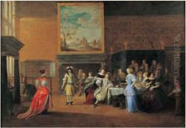 Scene D'interieur Avec Un Pas De Danse Oil Painting by Hieronymus Janssens