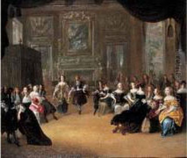 Compagnie Elegante Dansant Dans Un Interieur Oil Painting by Hieronymus Janssens