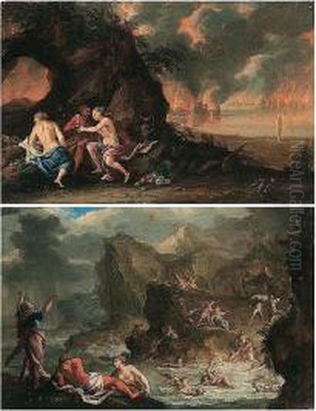 The Deluge; Lot And His Daughters Oil Painting by Victor Honore Janssens