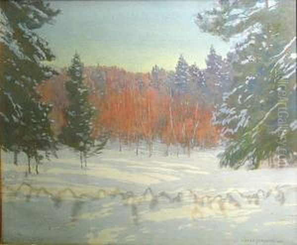 Winter Woodland Oil Painting by Alfred Jansson