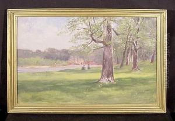 Fishing In The Park Oil Painting by Alfred Jansson