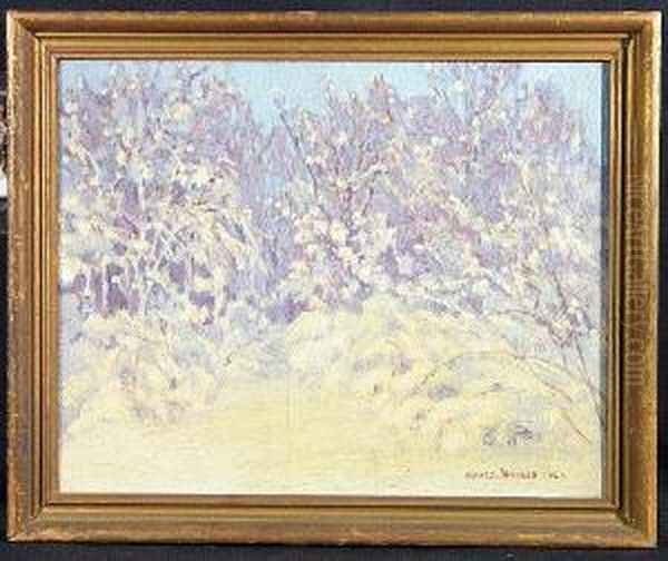 ''winter Scene'', Oil/canvas. Framed Oil Painting by Alfred Jansson