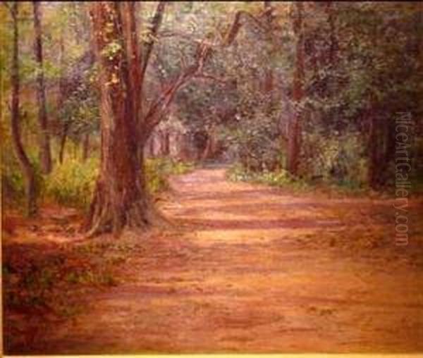 A Wooded Lane Oil Painting by Alfred Jansson