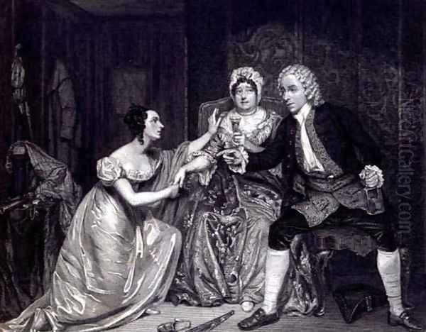 Mr Blanchard, Mrs Davenport and Miss M. Tree as Peachum, Mrs Peachum and Polly in 'The Beggar's Opera', 1825 Oil Painting by George Clint