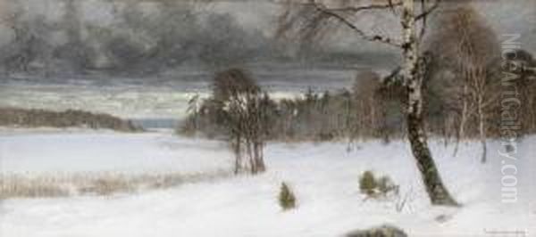 Vinterlandskap Oil Painting by Eugene Jansson