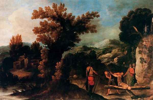 Landscape with the crucifixion of St. Peter Oil Painting by Francisco Collantes