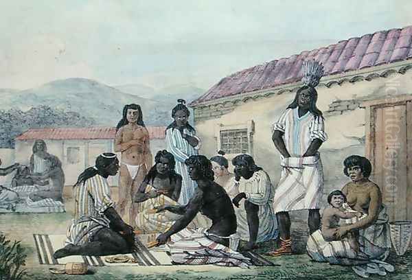 A Game played by the natives of California, from 'Voyage Pittoresque Autour du Monde' 1822 Oil Painting by Ludwig (Louis) Choris