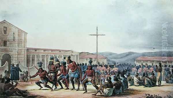 Ritual dance of the natives of California, at the Mission of San Francisco, from 'Voyage Pittoresque Autour du Monde' Oil Painting by Ludwig (Louis) Choris