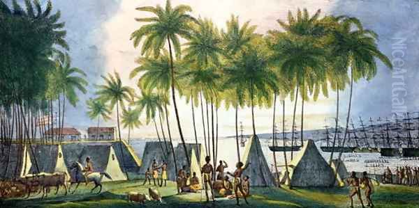 Port of Hanarourou in the Sandwich Islands, from 'Voyage Pittoresque autour du Monde', 1822 Oil Painting by Ludwig (Louis) Choris