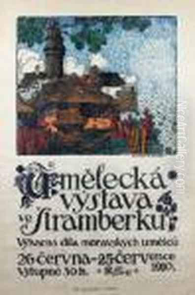 Art Exhibition In Stramberk, 1910 - Poster Oil Painting by Bohumir Jaronek