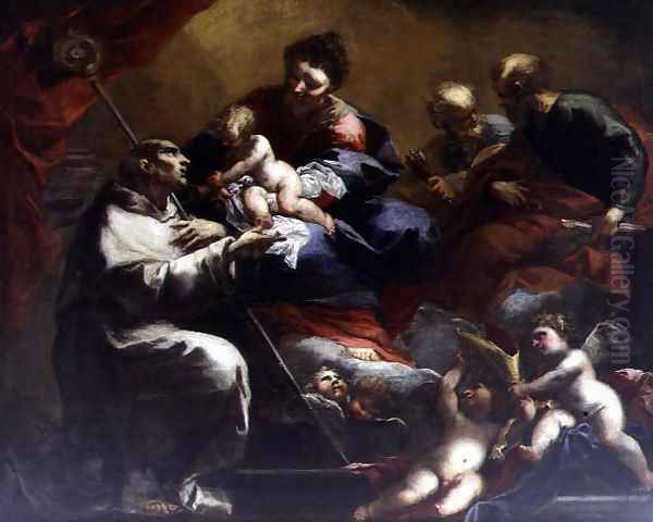 Madonna and Child with SS. Peter and Paul Appearing to St. Bruno Oil Painting by Valerio Castello