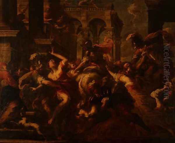 Rape of the Sabines, 1650-55 Oil Painting by Valerio Castello