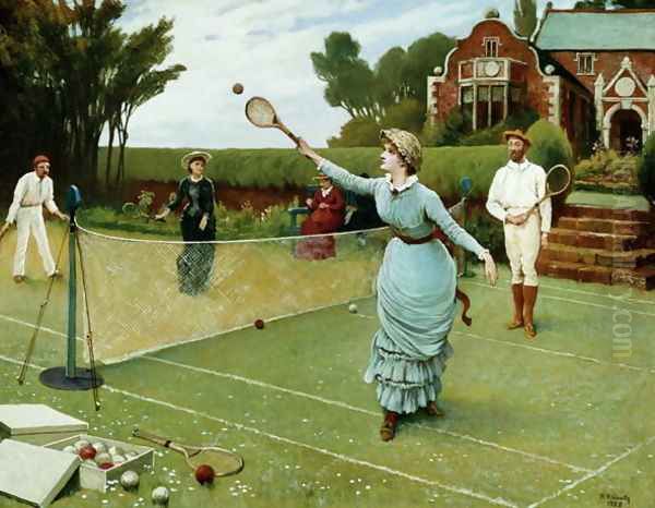 Tennis Players, 1885 Oil Painting by Horace Henry Cauty