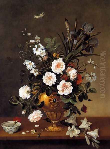 Vase of Flowers Oil Painting by Pedro de Camprobin