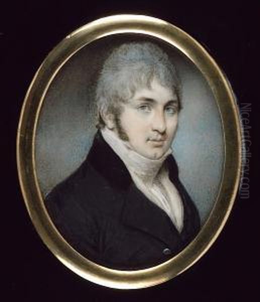 A Gentleman, Having Powdered 
Hair And Wearing Dark Grey Coat With Black Collar, White Waistcoat And 
Stock Oil Painting by Roger Jean