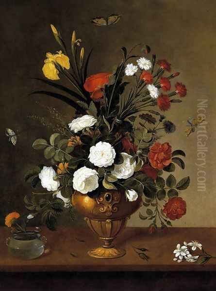 Vase of Flowers 1663 Oil Painting by Pedro de Camprobin