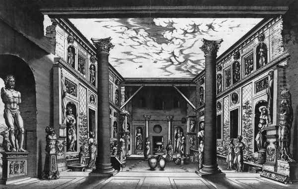 Ancient Sculpture Displayed in s Courtyard 1553 Oil Painting by Hieronymus Cock