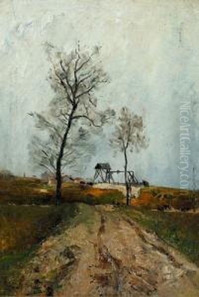 Landschaft Mit Feldweg. Oil Painting by Gustave Jeanneret