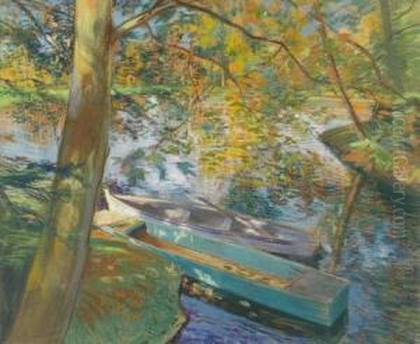 Barques En Automne Oil Painting by Pierre Georges Jeanniot