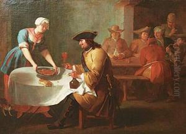 Le Souper De L'officier Oil Painting by Etienne Jeaurat