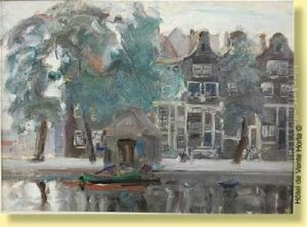 Canal Anime A Bruges Oil Painting by Marcel Jefferys