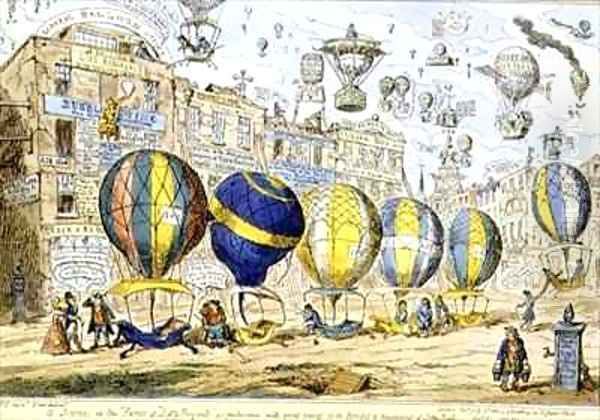 Taxi Balloons Oil Painting by George Cruikshank I