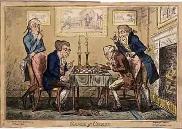 Game of Chess Oil Painting by George Cruikshank I