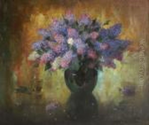 Lilac Bouquet. Oil On Canvas, 
78,5x93,5 Cm, Signed At The Top Right