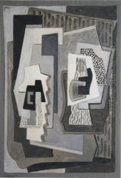 Cubist Composition Oil Painting by Mainie Harriet Jellett