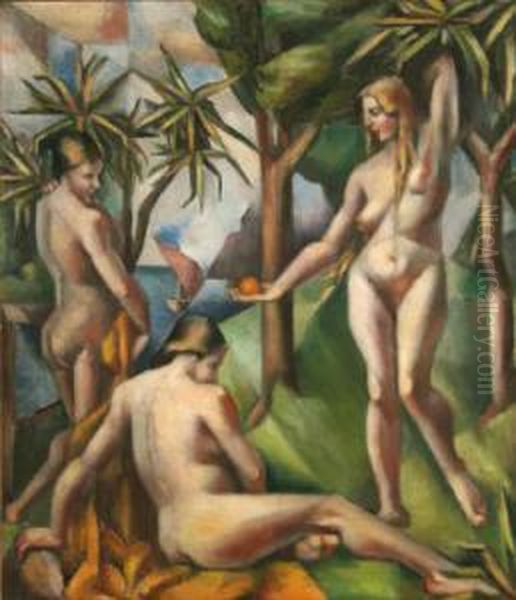 Bathers Oil Painting by Mainie Harriet Jellett