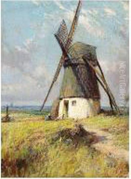 Windmill Oil Painting by James de Vine Aylward