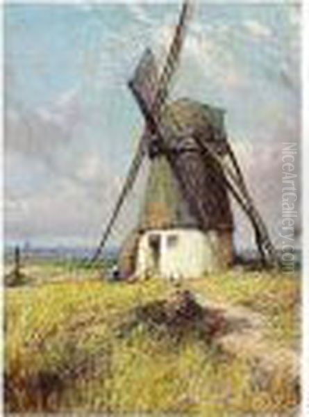 Windmill Oil Painting by James de Vine Aylward